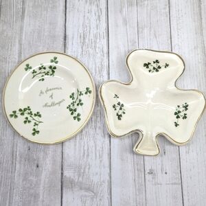 Shamrock Design Trinket Dish And Small Souvenir Plate